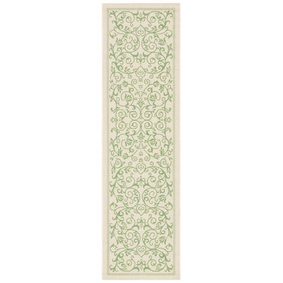 Safavieh Courtyard Nanda Botanical Indoor/Outdoor Runner Rug, Natural/Olive, 2'3" x 8'