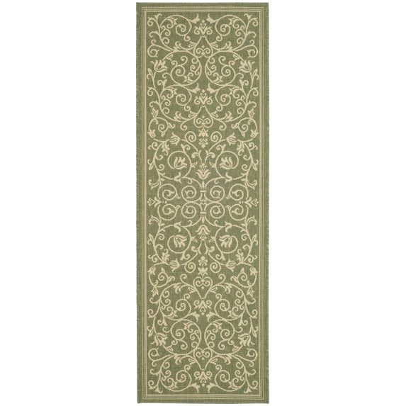 Safavieh Courtyard Nanda Botanical Indoor/Outdoor Runner Rug, Olive/Natural, 2'3" x 6'7"