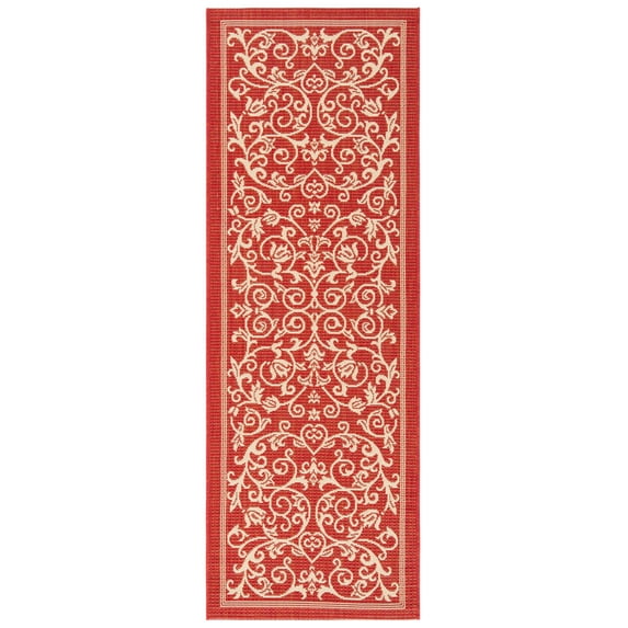 Safavieh Courtyard Nanda Botanical Indoor/Outdoor Runner Rug, Red/Natural, 2'3" x 10'