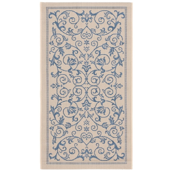 Safavieh Courtyard Nanda Botanical Indoor/Outdoor Area Rug, Natural/Blue, 2'7" x 5'