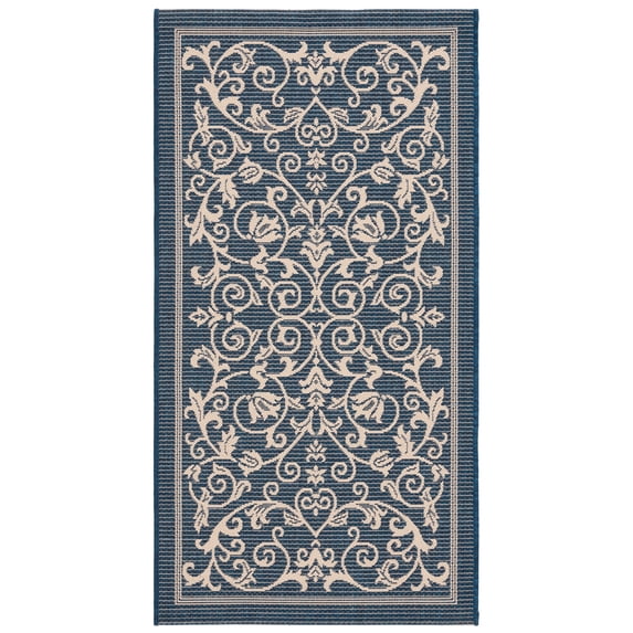 Safavieh Courtyard Nanda Botanical Indoor/Outdoor Area Rug, Navy/Beige, 2'7" x 5'