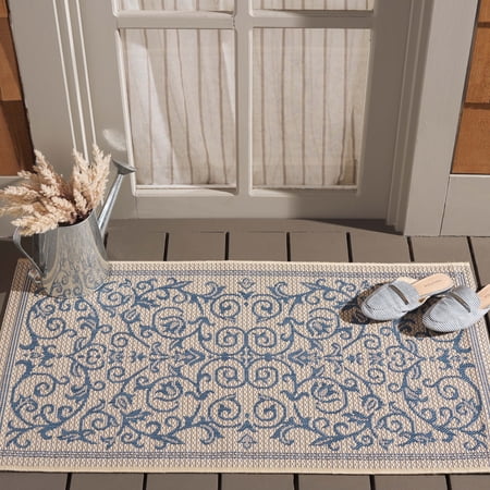 Safavieh Courtyard Nanda Botanical Indoor/Outdoor Area Rug, Natural/Blue, 2' x 3'7" price history on PriceWatchPro