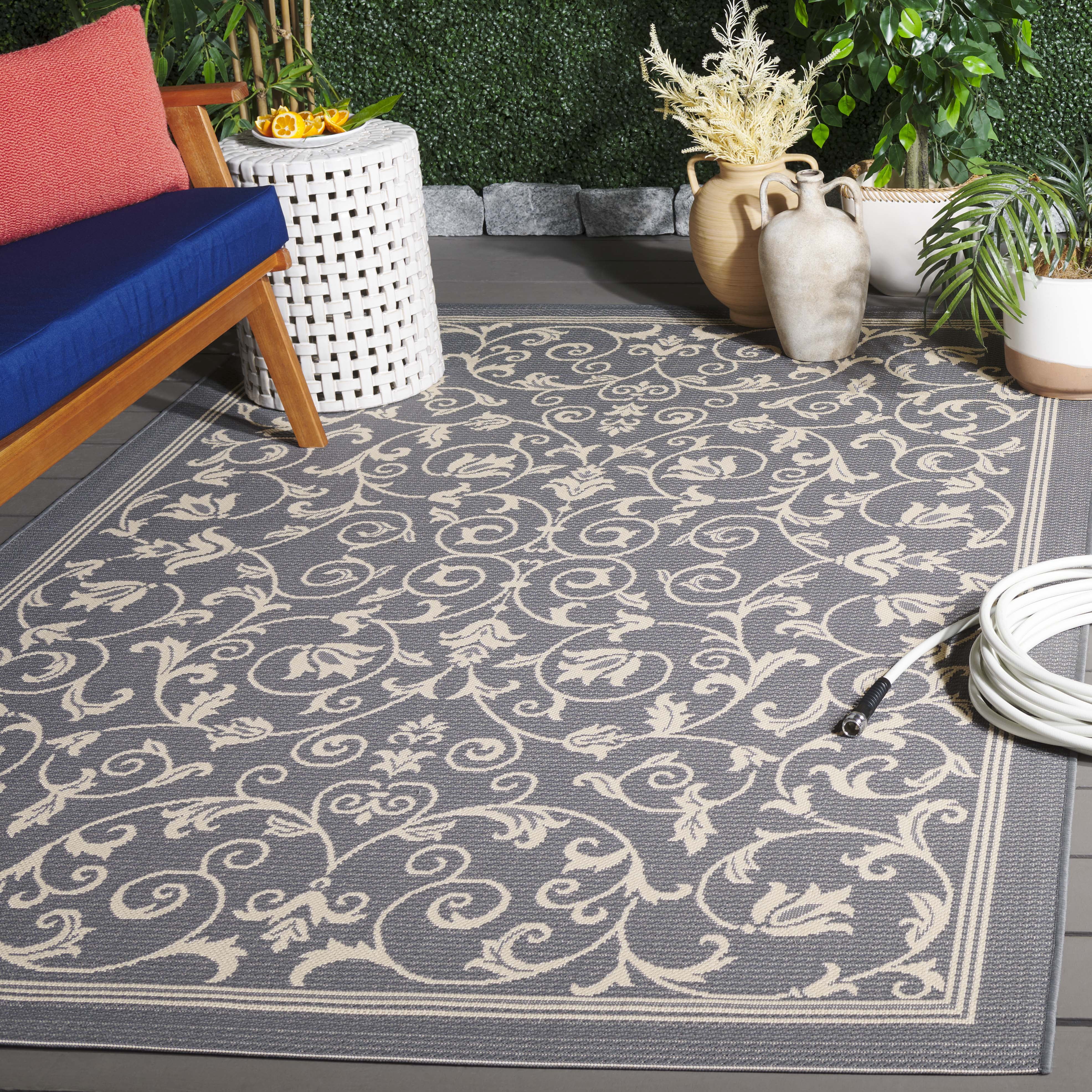 Gd Nanda Rug Safavieh Courtyard Nanda Botanical Indoor/Outdoor Area Rug, Gray ...