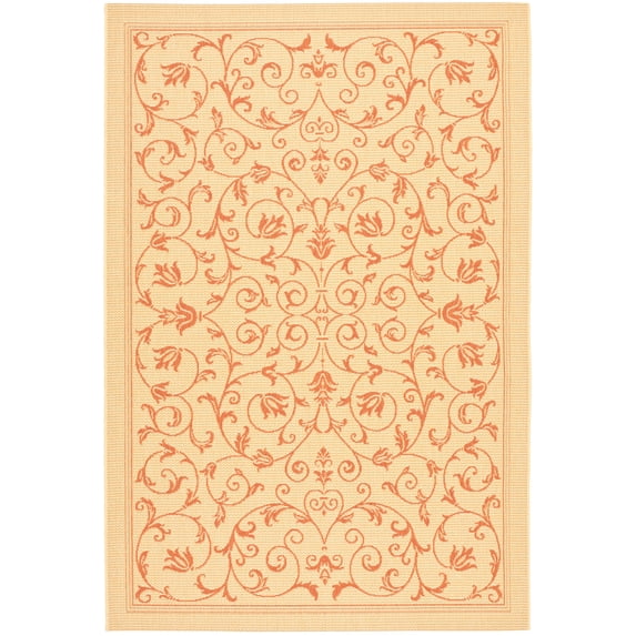Safavieh Courtyard Nanda Botanical Indoor/Outdoor Area Rug, Natural/Terracotta, 4' x 5'7"