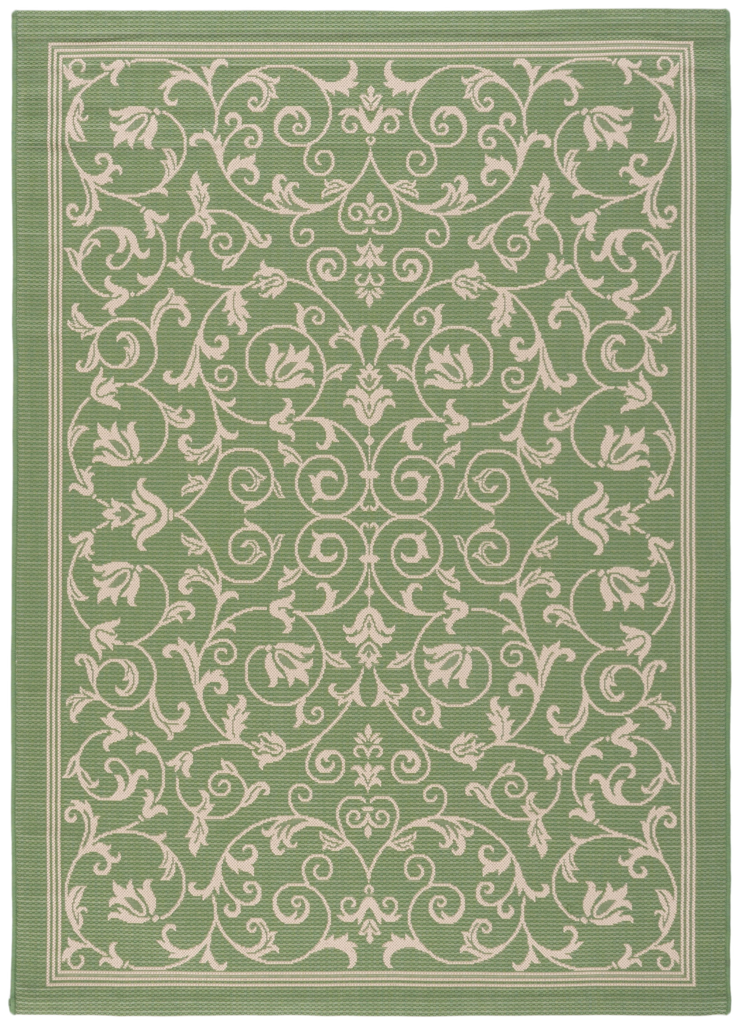 Safavieh Courtyard Nanda Botanical Indoor/Outdoor Area Rug, Olive/Natural, 4' x 5'7"