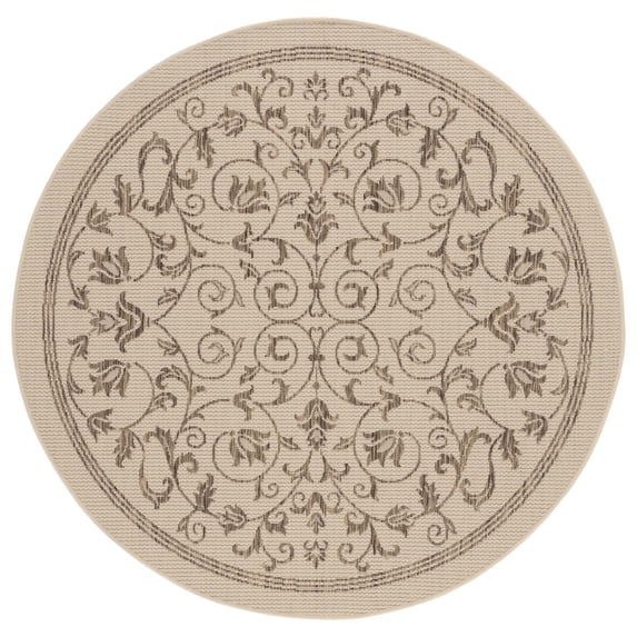Safavieh Courtyard Nanda Botanical Indoor/Outdoor Area Rug, Natural/Brown, 5'3" x 5'3" Round