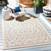 Safavieh Courtyard Nanda Botanical Indoor/Outdoor Area Rug, Natural/Blue, 5'3" x 7'7"