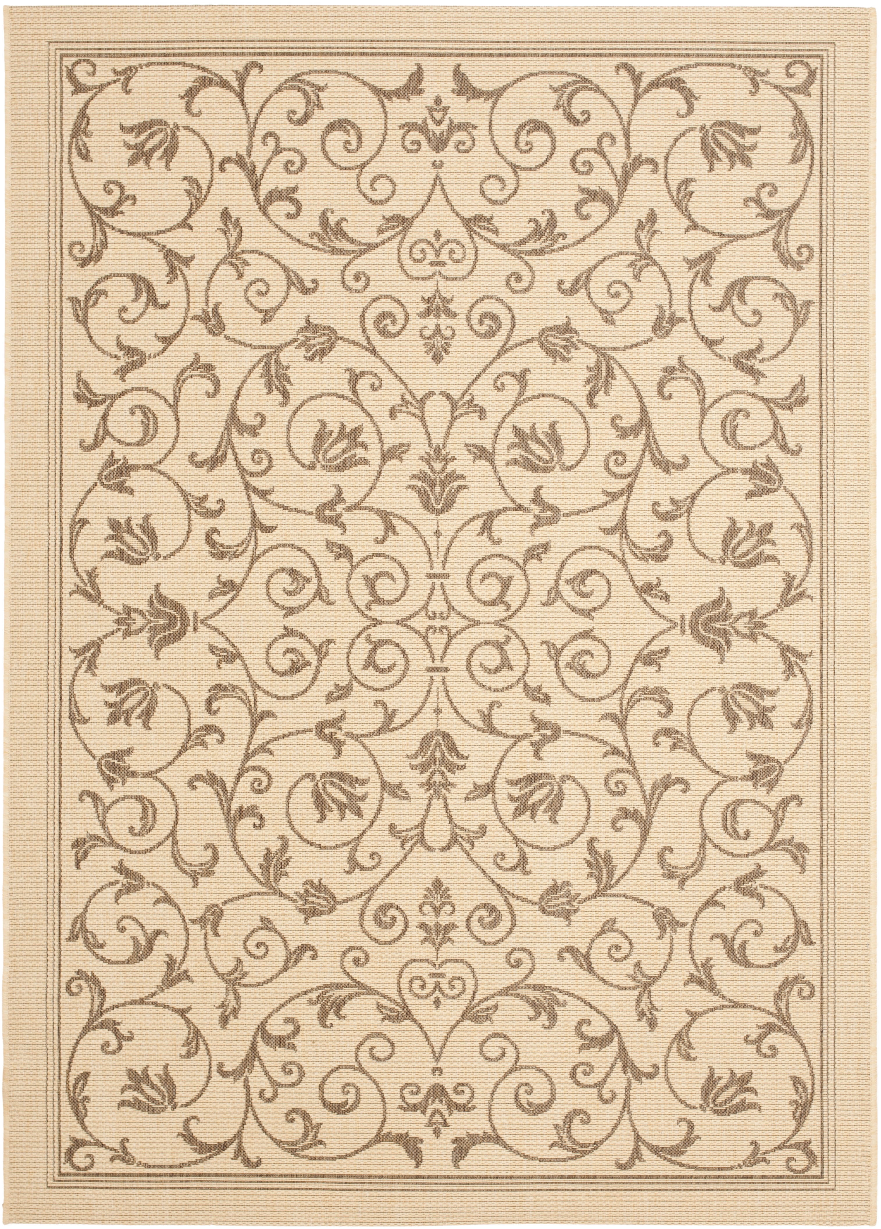 Natural and Brown Floral Indoor/Outdoor Area Rug
