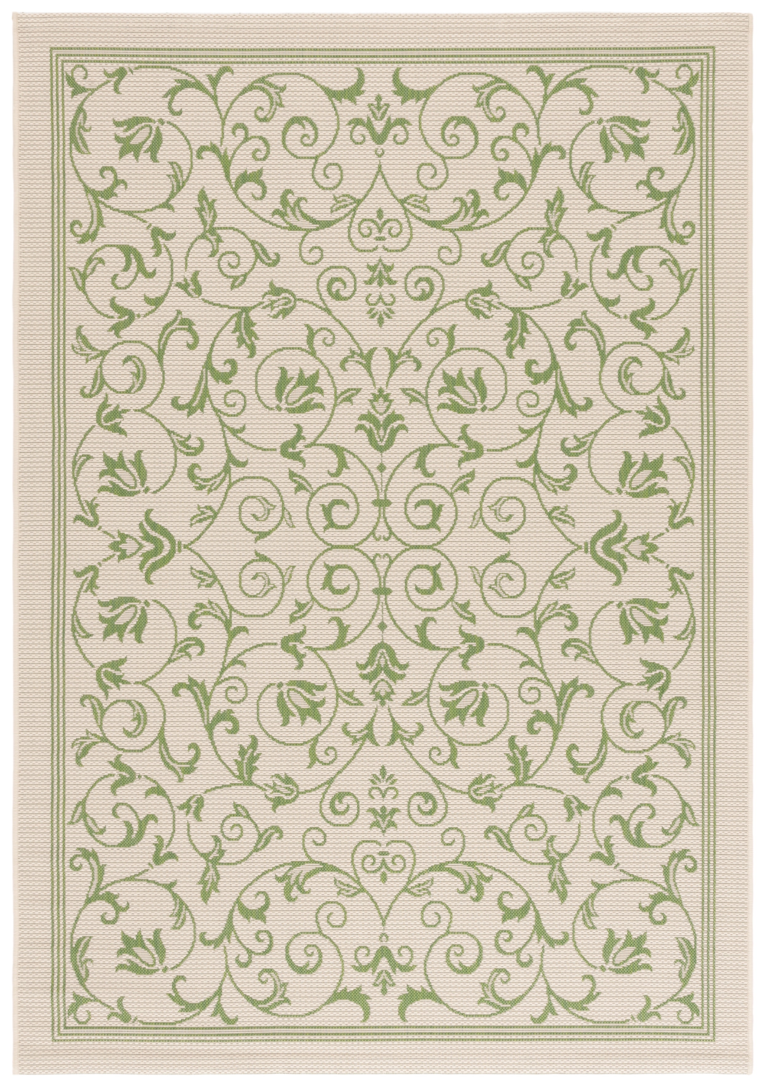 Safavieh Courtyard Nanda Botanical Indoor/Outdoor Area Rug, Natural/Olive, 5'3" x 7'7"