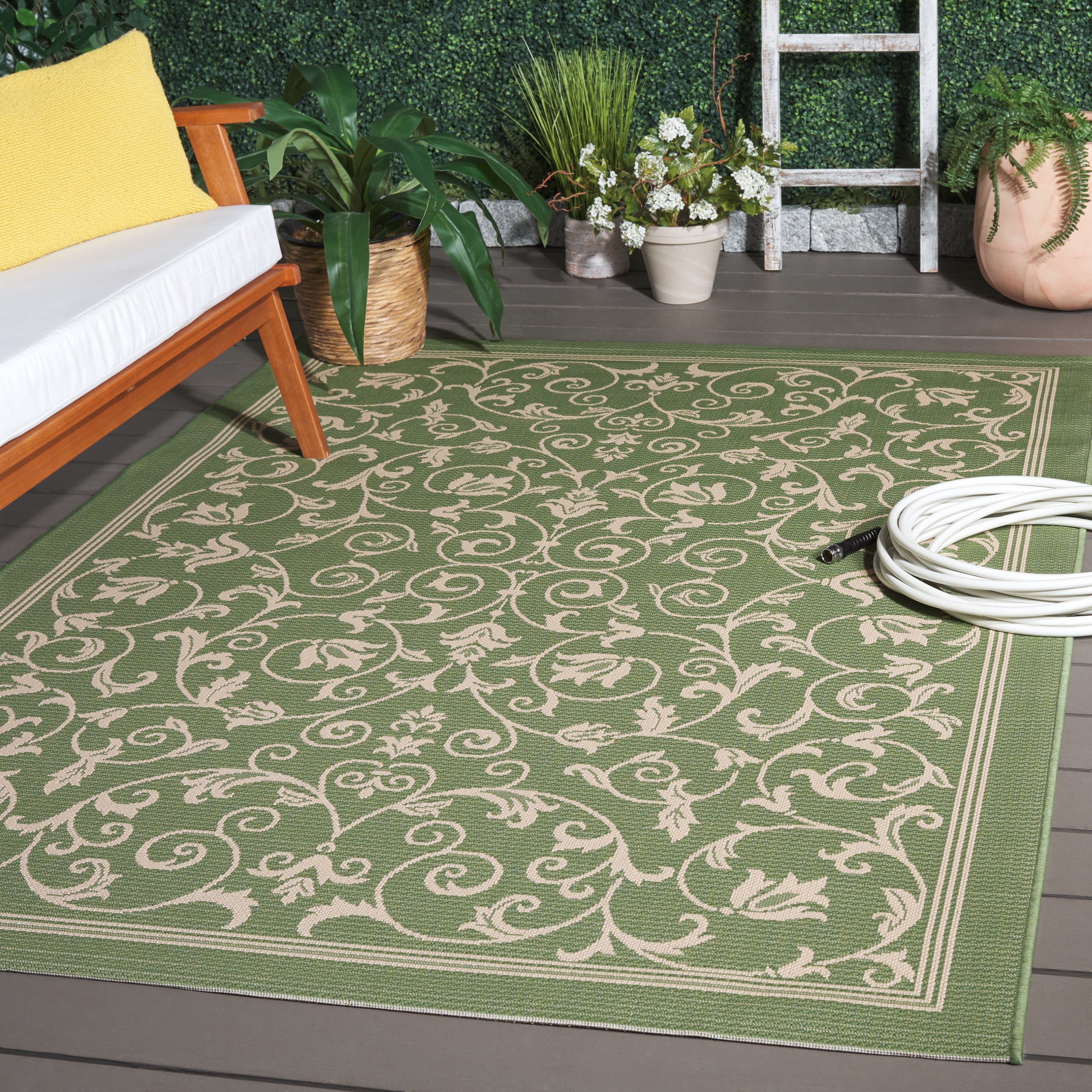 Gd Nanda Rug Safavieh Courtyard Nanda Botanical Indoor/Outdoor Area Rug, Olive ...