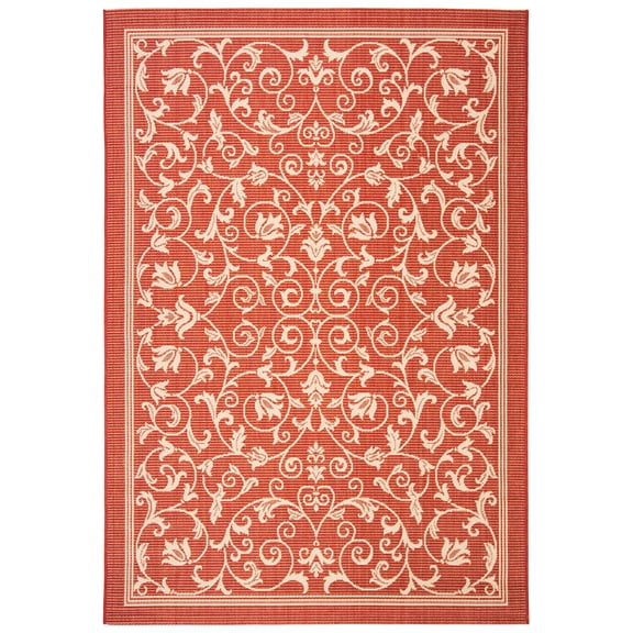 Safavieh Courtyard Nanda Botanical Indoor/Outdoor Area Rug, Red/Natural, 5'3" x 7'7"