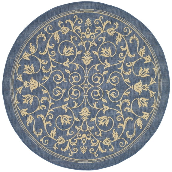 Safavieh Courtyard Nanda Botanical Indoor/Outdoor Area Rug, Blue/Natural, 6'7" x 6'7" Round