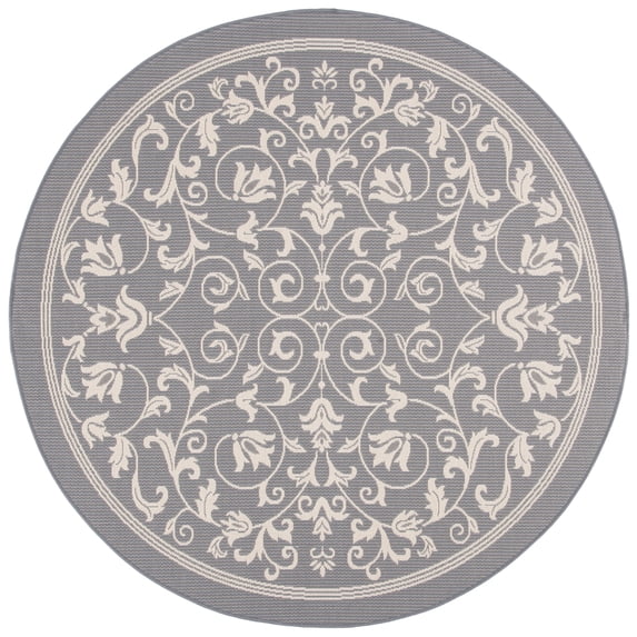 Safavieh Courtyard Nanda Botanical Indoor/Outdoor Area Rug, Gray/Natural, 6'7" x 6'7" Round