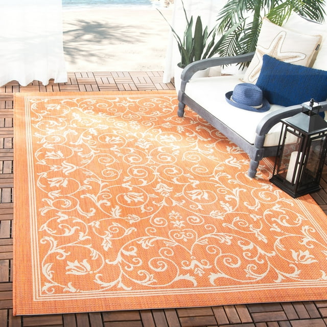 SAFAVIEH Courtyard Nanda Floral Indoor/Outdoor Area Rug, 6'7