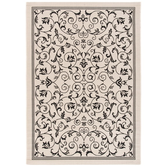 Safavieh Courtyard Nanda Botanical Indoor/Outdoor Area Rug, Sand/Black, 6'7" x 9'6"