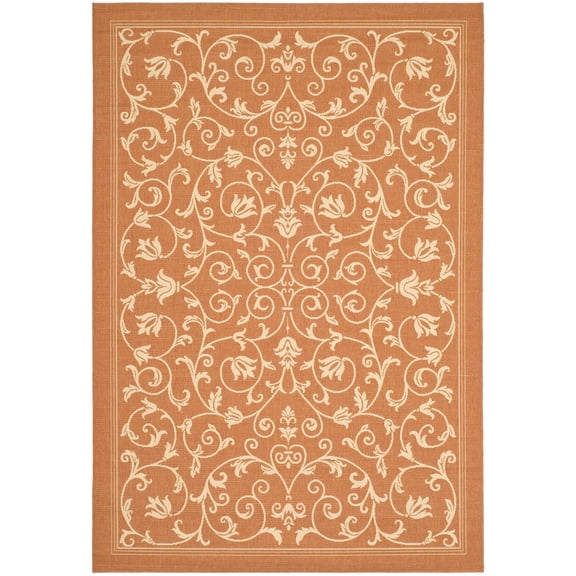 Safavieh Courtyard Nanda Botanical Indoor/Outdoor Area Rug, Terracotta/Natural, 6'7" x 9'6"