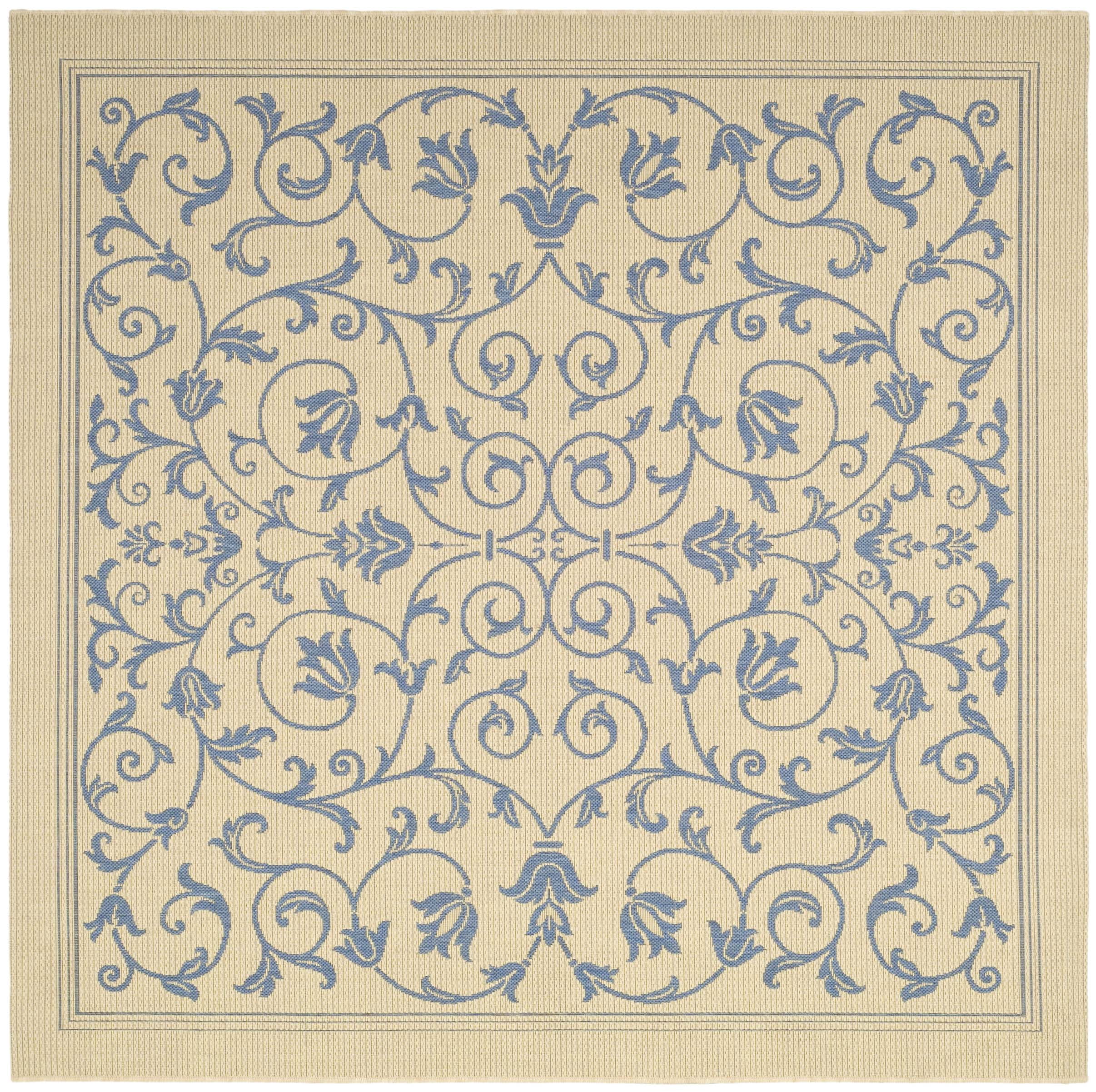 Natural Blue 95'' Square Synthetic Easy-Care Outdoor Rug