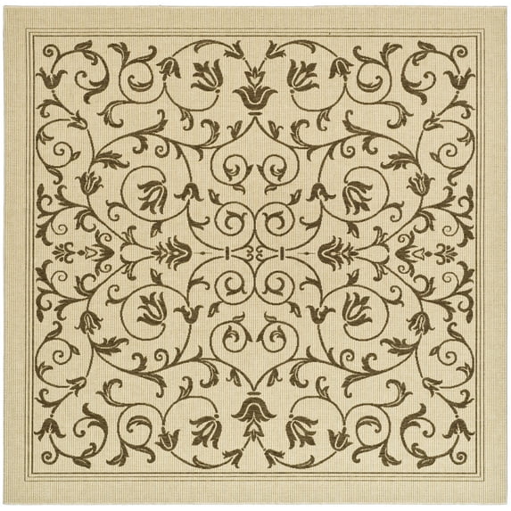 Safavieh Courtyard Nanda Botanical Indoor/Outdoor Area Rug, Natural/Brown, 7'10" x 7'10" Square
