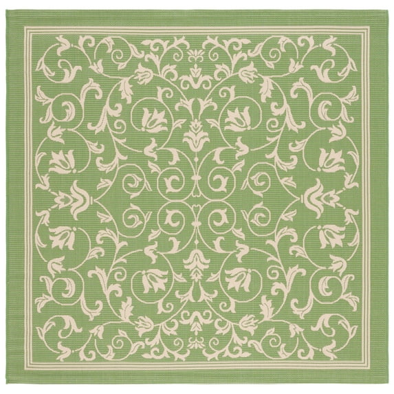 Safavieh Courtyard Nanda Botanical Indoor/Outdoor Area Rug, Olive/Natural, 7'10" x 7'10" Square