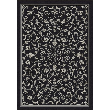 SAFAVIEH Courtyard Nanda Floral Indoor/Outdoor Area Rug, 8' x 11', Black/Sand