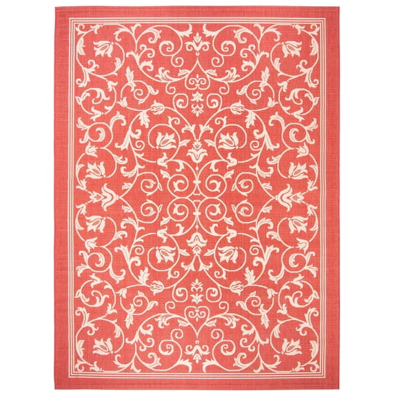 Safavieh Courtyard Nanda Botanical Indoor/Outdoor Area Rug, Red/Natural, 8' x 11'