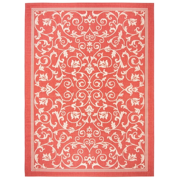 Safavieh Courtyard Nanda Botanical Indoor/Outdoor Area Rug, Red/Natural, 8' x 11'