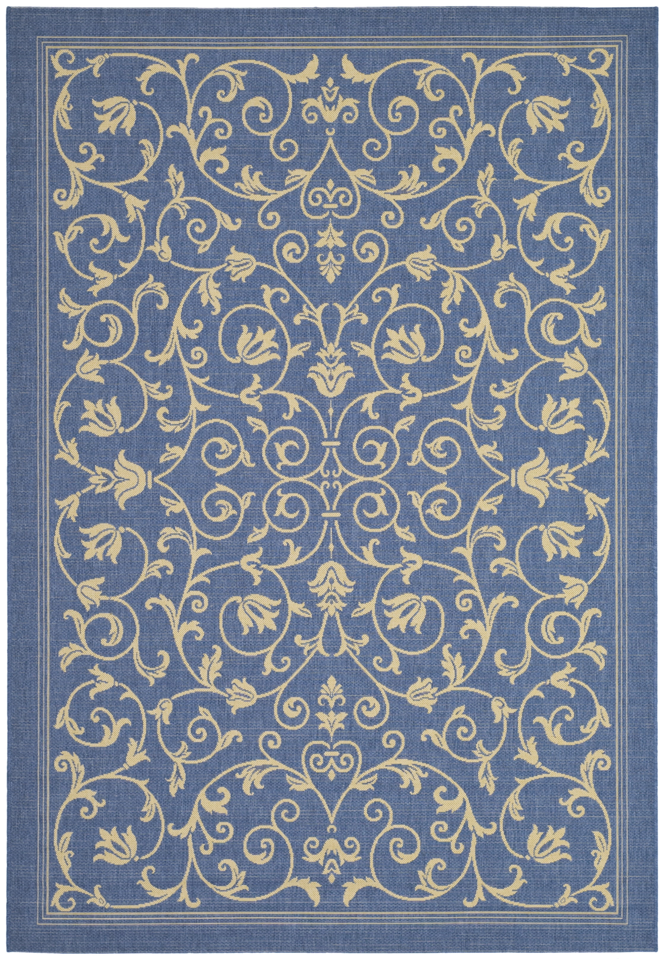 Sisal Weave Blue/Natural Synthetic Indoor/Outdoor Area Rug 9' x 12'