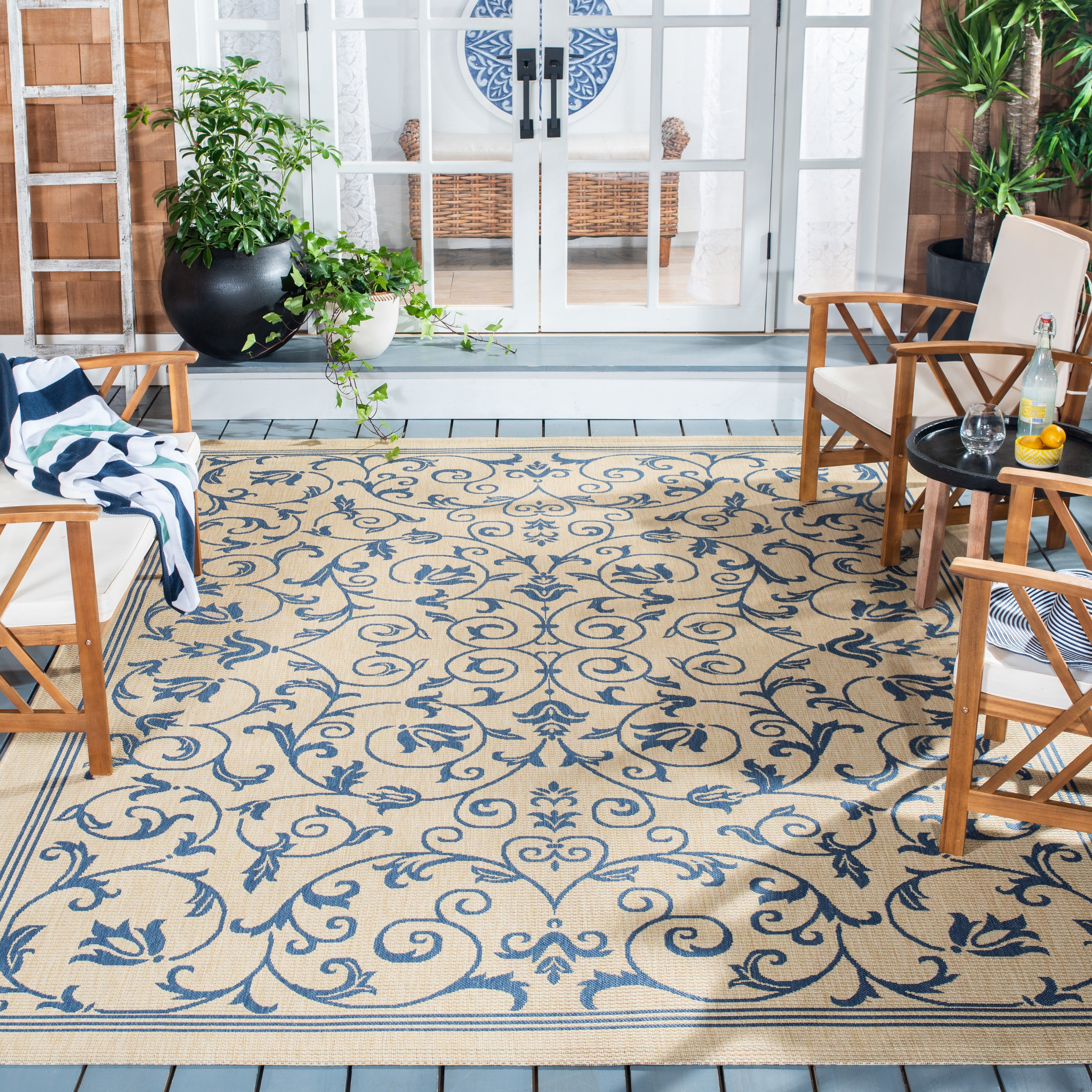 Gd Nanda Rug Safavieh Courtyard Nanda Floral Indoor Outdoor Rug, Blue, 9' x 12 ...
