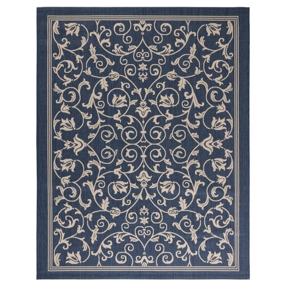 Safavieh Courtyard Nanda Botanical Indoor/Outdoor Area Rug, Navy/Beige, 9' x 12'