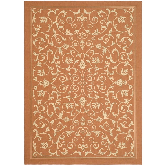 Safavieh Courtyard Nanda Botanical Indoor/Outdoor Area Rug, Terracotta/Natural, 9' x 12'