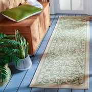 Safavieh Courtyard Nanda Botanical Indoor/Outdoor Runner Rug, Natural/Olive, 2'3" x 10'