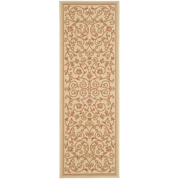 Safavieh Courtyard Nanda Botanical Indoor/Outdoor Runner Rug, Natural/Terracotta, 2'3" x 10'