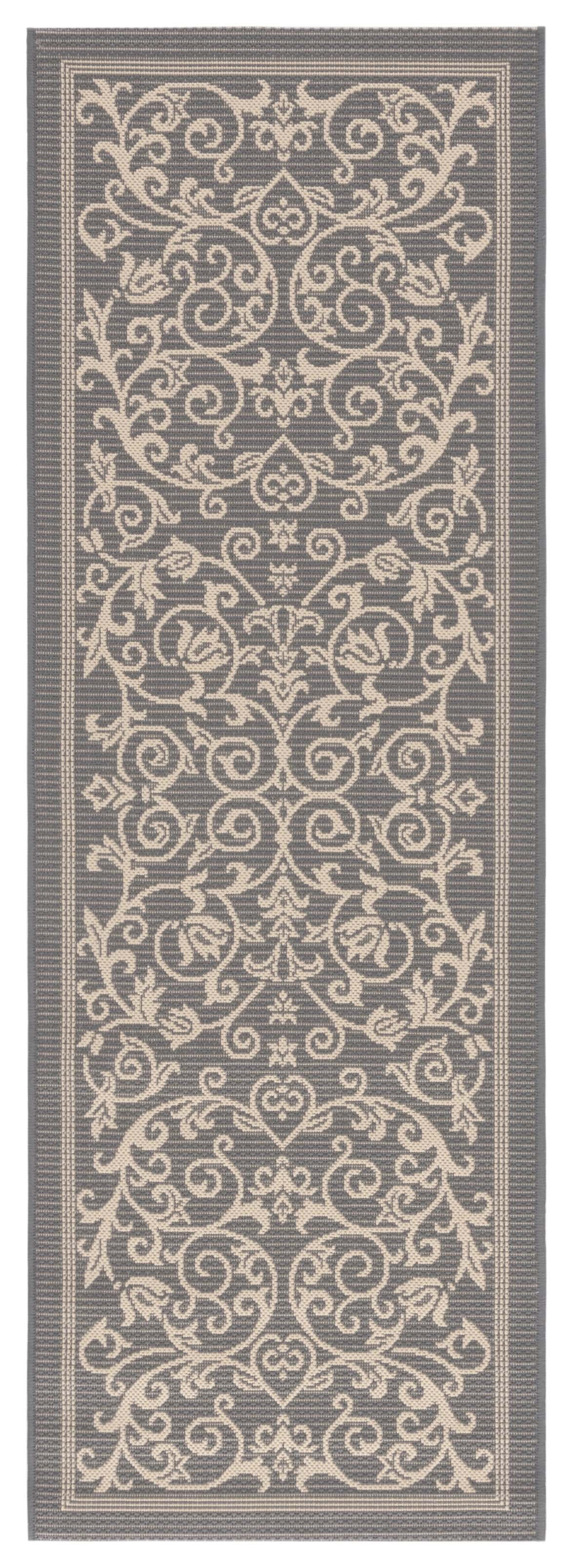 Safavieh Courtyard Nanda Botanical Indoor/Outdoor Runner Rug, Gray/Natural, 2'3" x 14'