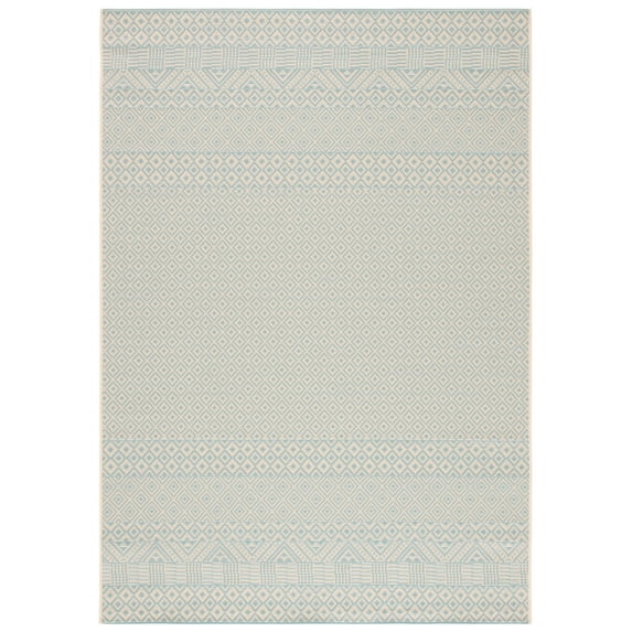 Safavieh Courtyard Naomi Geometric Indoor/Outdoor Area Rug, Beige/Aqua, 4' x 5'7"