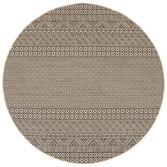 Safavieh Courtyard Naomi Geometric Indoor/Outdoor Area Rug, Beige/Black, 6'7" x 6'7" Round