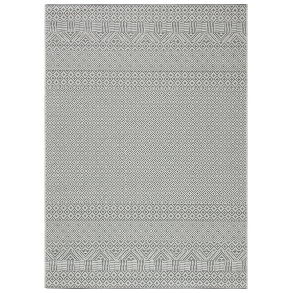 SAFAVIEH Courtyard Naomi Aztec Indoor/Outdoor Area Rug, 6'7" x 9'6", Brown/Grey