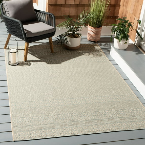SAFAVIEH Courtyard Naomi Aztec Indoor/Outdoor Area Rug, 9' x 12', Beige/Grey