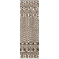 SAFAVIEH Courtyard Naomi Aztec Indoor/Outdoor Runner Rug, 2'3" x 6'7", Beige/Black
