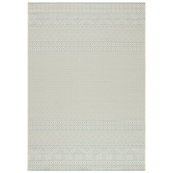 SAFAVIEH Courtyard Naomi Geometric Indoor/Outdoor Area Rug, Beige/Aqua, 2' x 3'7"
