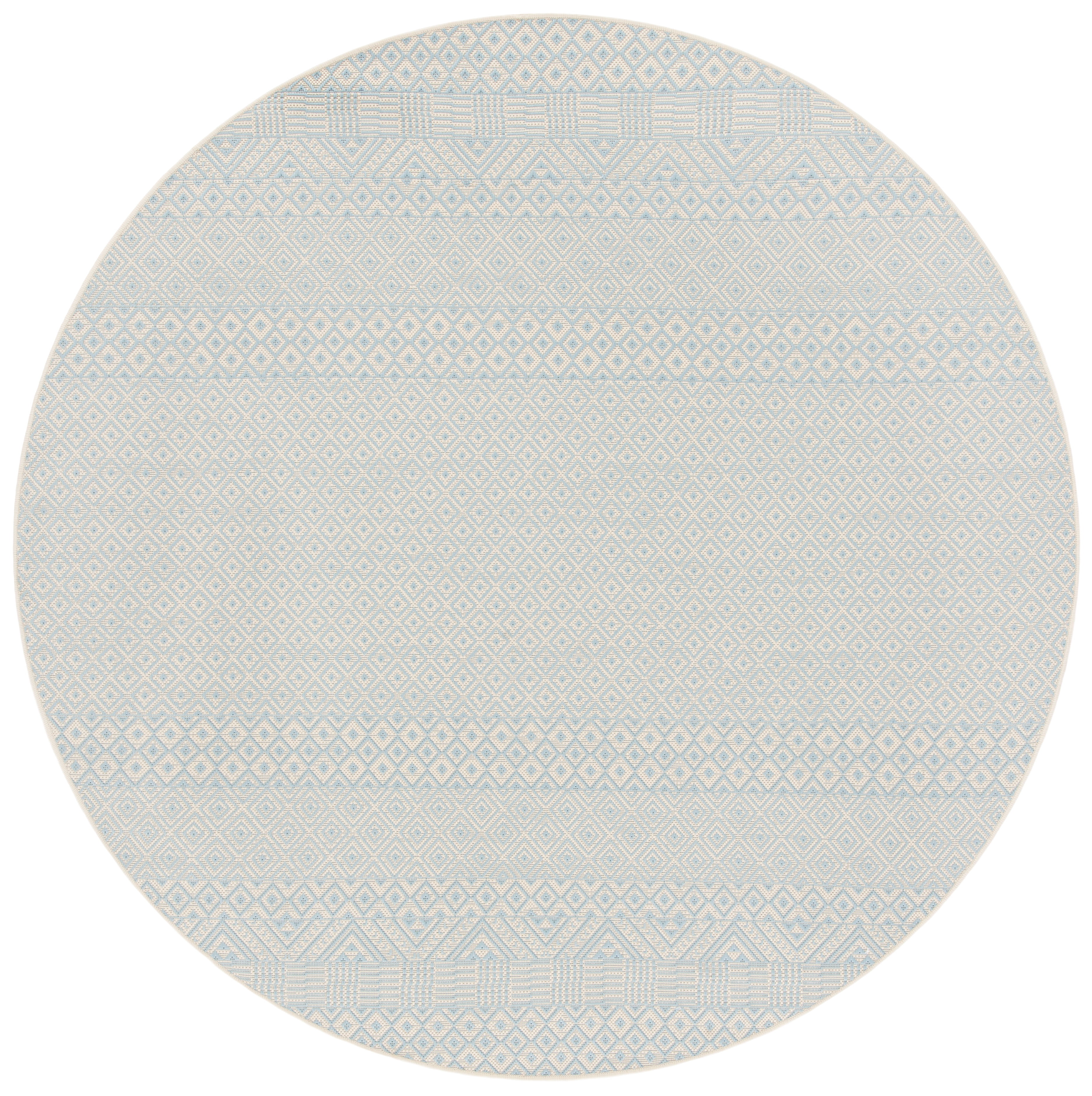 Safavieh Courtyard Naomi Geometric Indoor/Outdoor Area Rug, Beige/Aqua, 6'7" x 6'7" Round