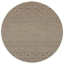 SAFAVIEH Courtyard Naomi Geometric Indoor/Outdoor Area Rug, Beige/Black, 4' x 4' Round
