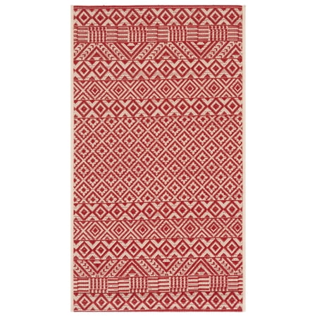 Safavieh Courtyard Naomi Geometric Indoor/Outdoor Area Rug, Beige/Red, 2' x 3'7"