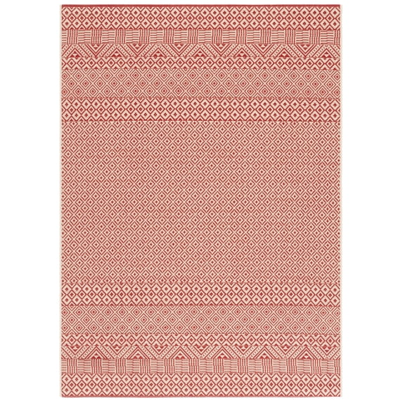 Safavieh Courtyard Naomi Geometric Indoor/Outdoor Area Rug, Beige/Red, 4' x 5'7"