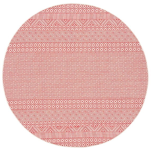 Safavieh Courtyard Naomi Geometric Indoor/Outdoor Area Rug, Beige/Red, 6'7" x 6'7" Round