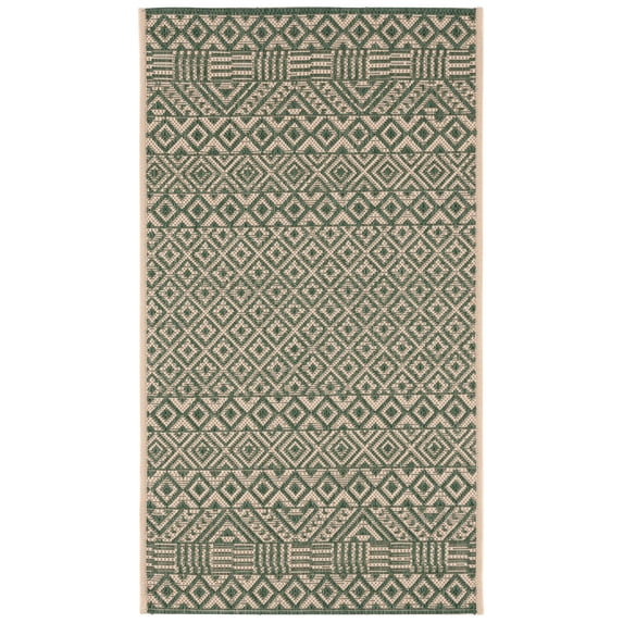 Safavieh Courtyard Naomi Geometric Indoor/Outdoor Area Rug, Dark Green/Beige, 2' x 3'7"