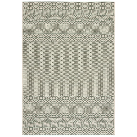 Safavieh Courtyard Naomi Geometric Indoor/Outdoor Area Rug, Dark Green/Beige, 4' x 5'7"