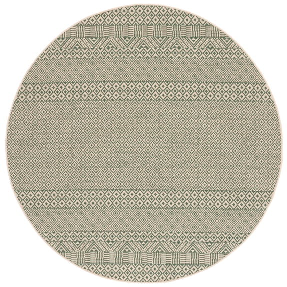 Safavieh Courtyard Naomi Geometric Indoor/Outdoor Area Rug, Dark Green/Beige, 6'7" x 6'7" Round