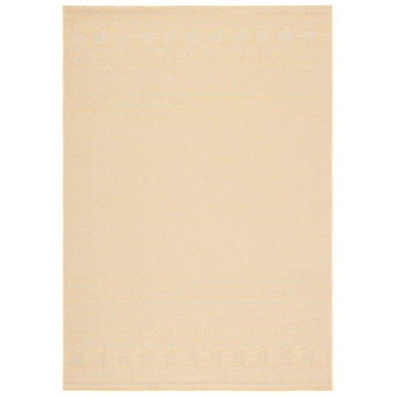 SAFAVIEH Courtyard Naomi Geometric Indoor/Outdoor Area Rug, Gold/Beige, 6'7" x 9'6"