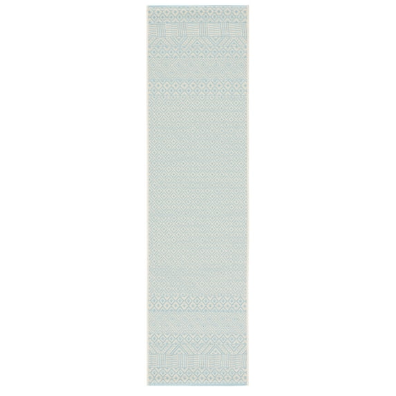 Safavieh Courtyard Naomi Geometric Indoor/Outdoor Runner Rug, Beige/Aqua, 2'3" x 14'