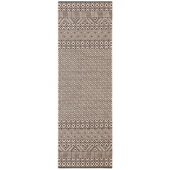 Safavieh Courtyard Naomi Geometric Indoor/Outdoor Runner Rug, Beige/Black, 2'3" x 18'